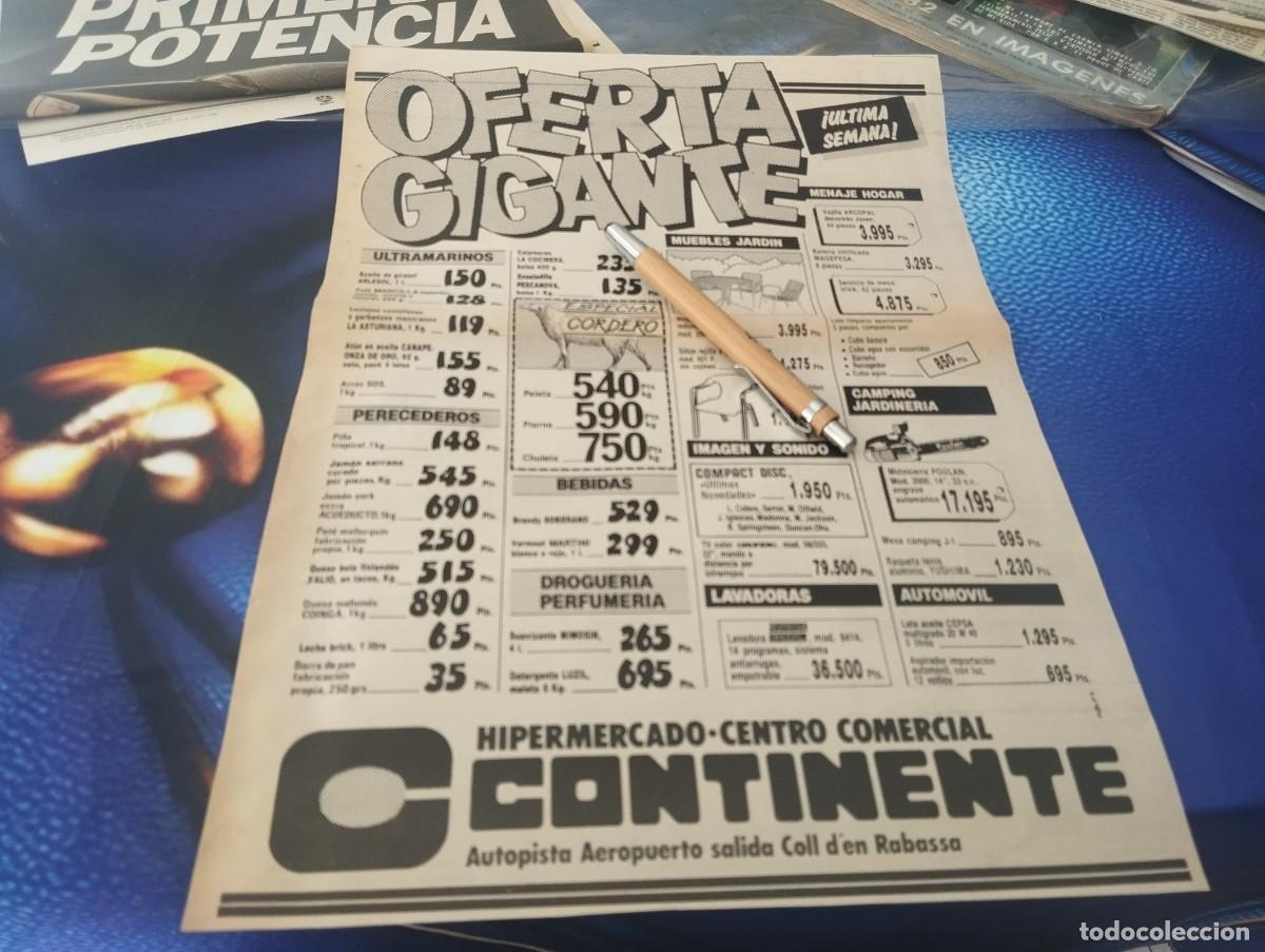 Cat&aacute;logos publicit&aacute;rios: CONTINENTE HIPERMERCADO CENTRO COMERCIAL MALLORCA COLL D'EN RABASSA PUBLICIDAD PERI&Oacute;DICO 1988