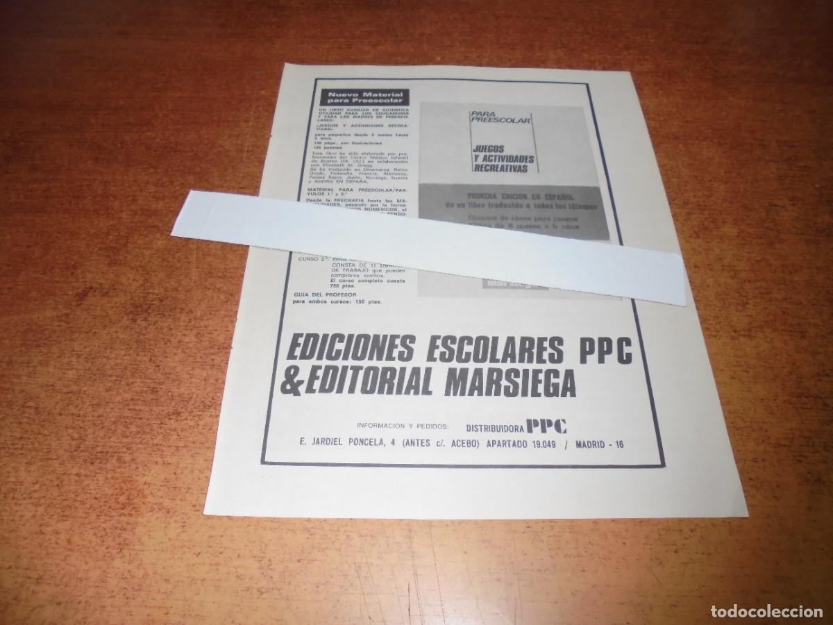 Cat&aacute;logos publicitarios: PUBLICIDAD 1973: EDICIONES ESCOLARES PPC Y EDITORIAL MARSIEGA. NUEVO MATERIAL PARA PREESCOLAR.