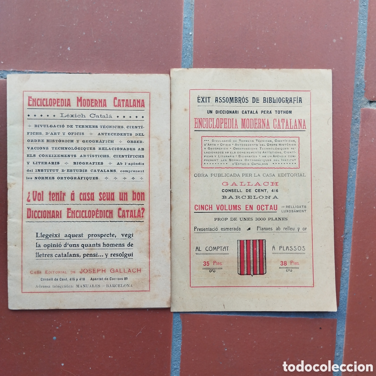 Werbekataloge: 2 OPUSCLES PROMOCIONALS ENCICLOP&Egrave;DIA MODERNA CATALANA DE JOSEPH FITER GALLACH