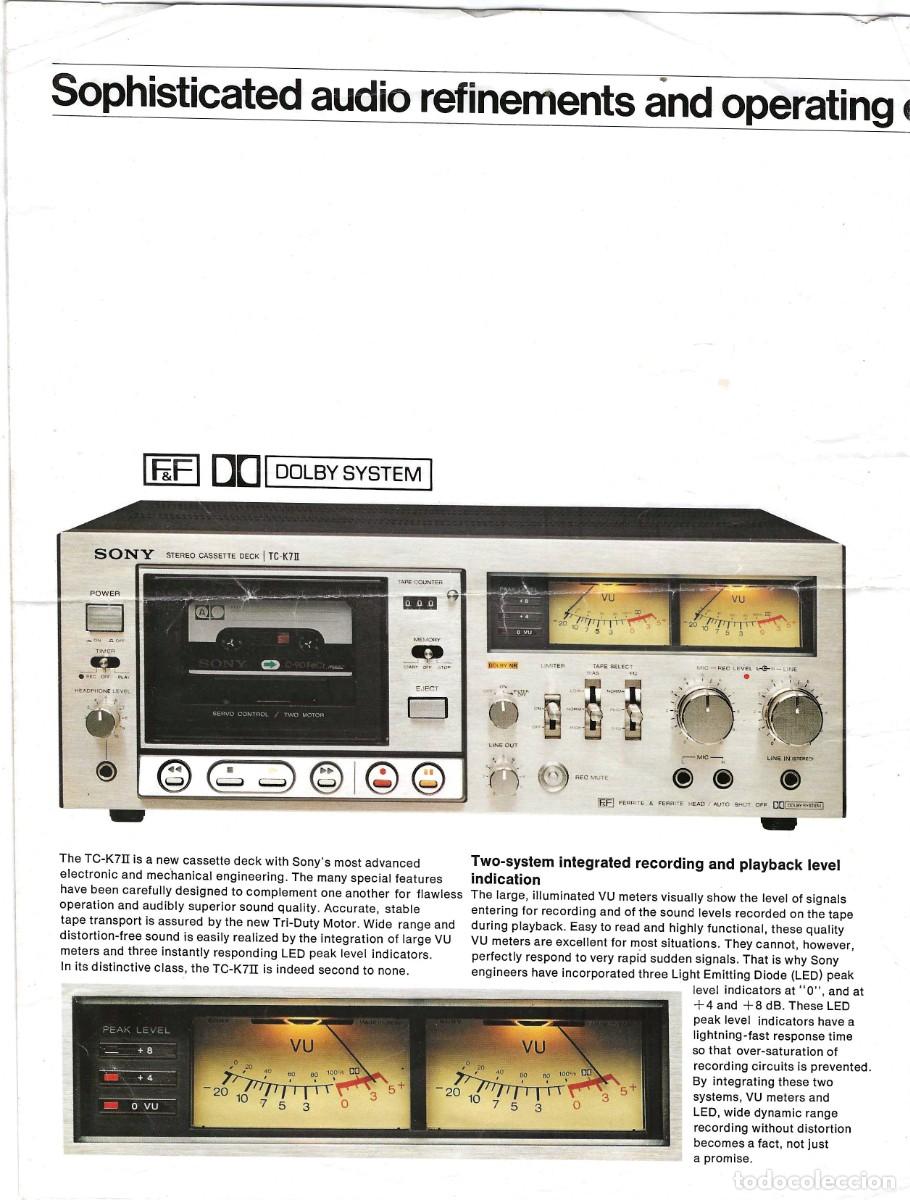 Cat&aacute;logos publicitarios: SONY -- STEREO CASSETTE DECK TC-K7 II - Foto 2