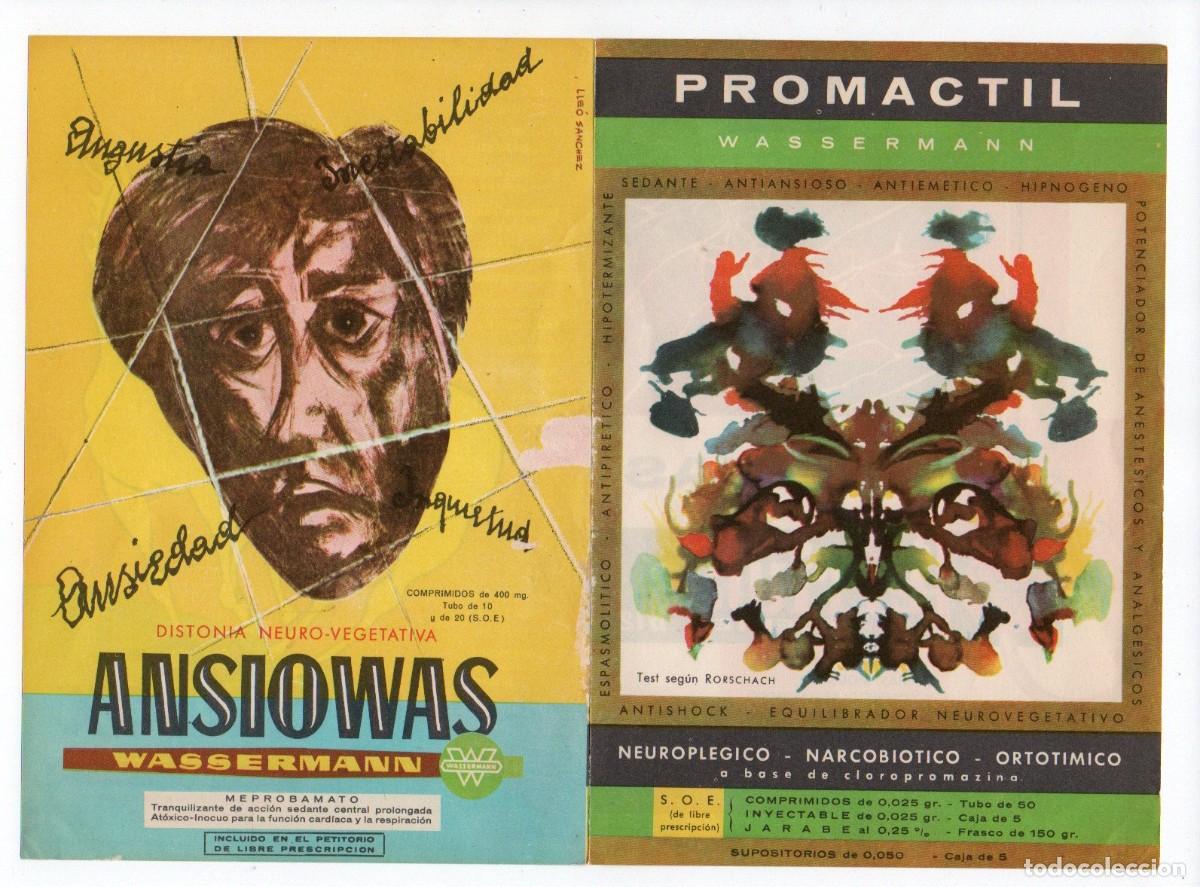 Cataloghi pubblicitari: DIPTICO, PUBLICIDAD DE FARMACIA ANSIOWAS - CO-CARBOX - PROMACTIL - FERRIWAS. LABORATORIOS WASSERMANN
