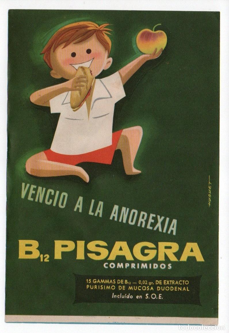 Cataloghi pubblicitari: PUBLICIDAD DOBLE DE FARMACIA, PISAGRA - SULMETIN PAPAVERINA. DIBUJO DE HUGUET.