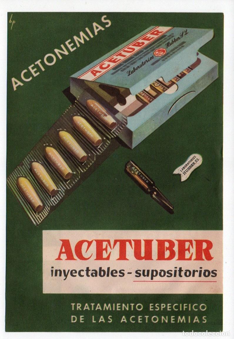 Cataloghi pubblicitari: PUBLICIDAD DOBLE DE FARMACIA, ACETUBER - PASISTREPTO. LABORATORIOS HUBBER.