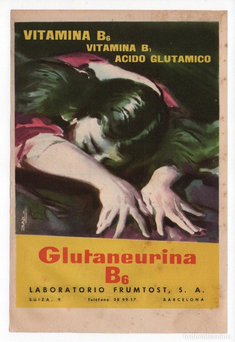 Cataloghi pubblicitari: PUBLICIDAD DOBLE DE FARMACIA, GLUTANEURINA B6 - RECTOLMIN ANTITERMICO. LABORATORIO FRUMTOST.