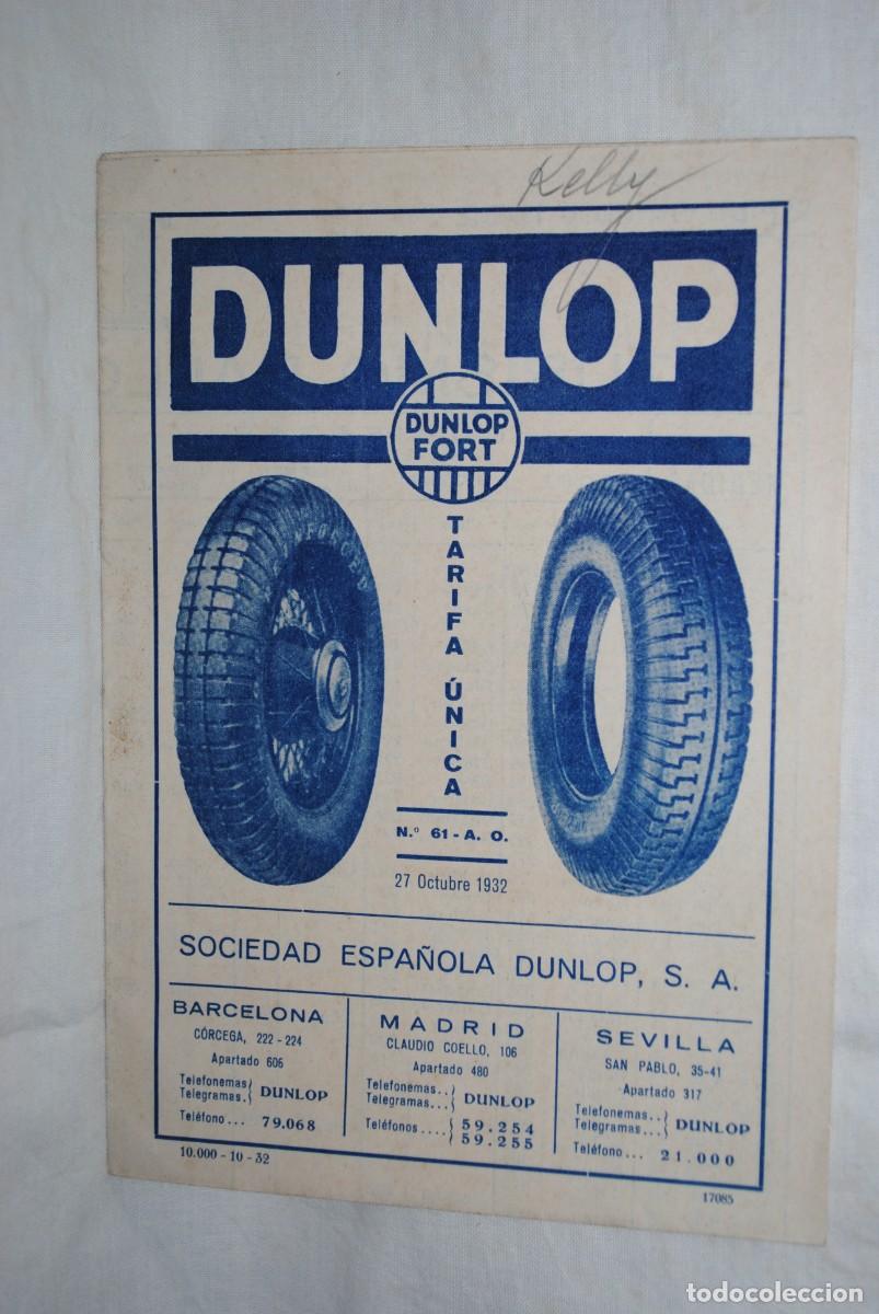 Cat&aacute;logos publicitarios: CATALOGO NEUMATICOS DUNLOP , 1932 . - Foto 1