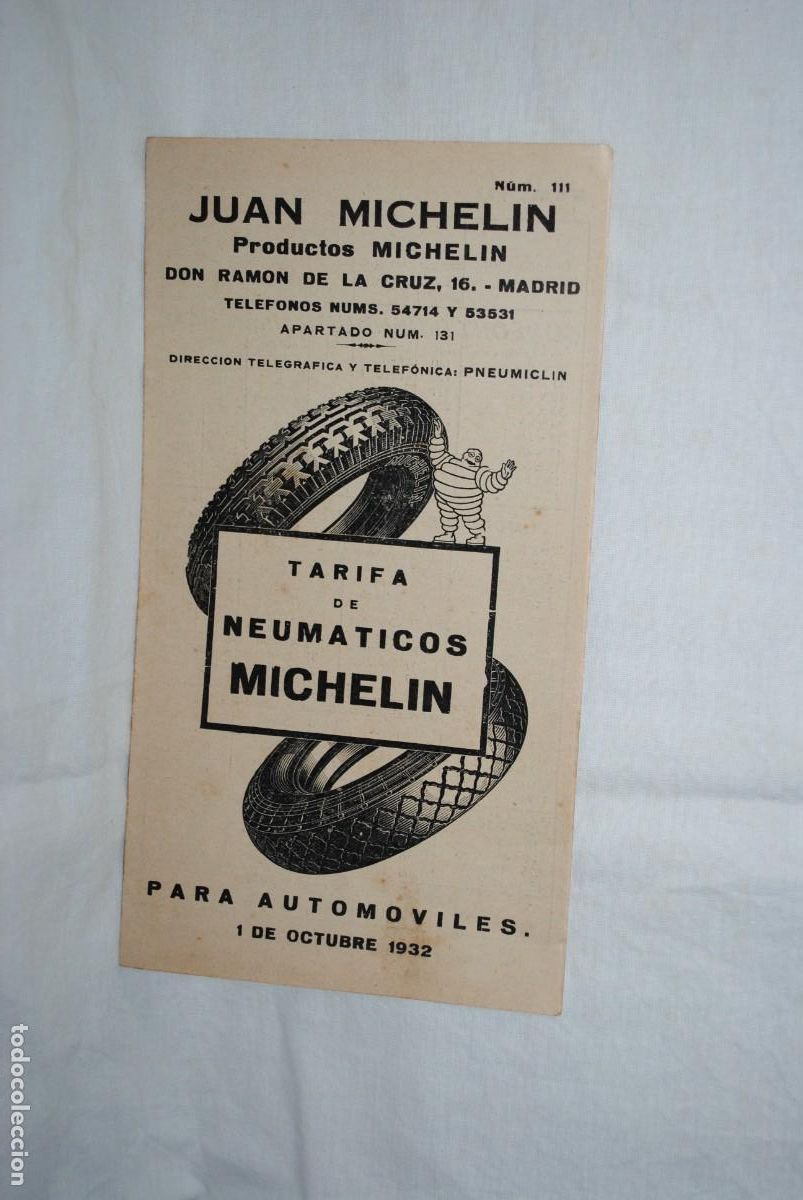 Cat&aacute;logos publicitarios: CATALOGO DE NEUMATICOS MICHELIN . 1932 - Foto 1