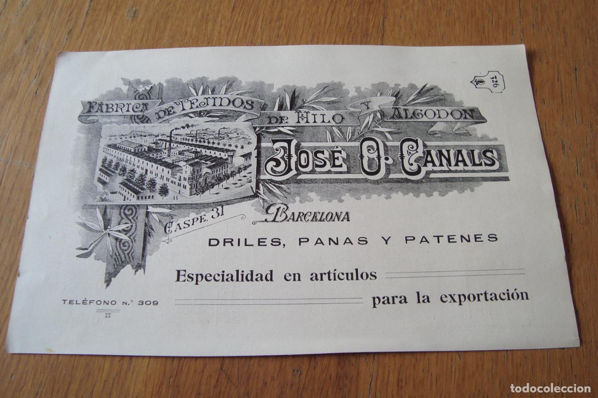 Cataloghi pubblicitari: ANTIGUA PUBLICIDAD JOSE CANALS. FABRICA TEJIDOS- MOSAICOS HIDRAULICOS VDA HIJOS JUAN VILA BARCELONA
