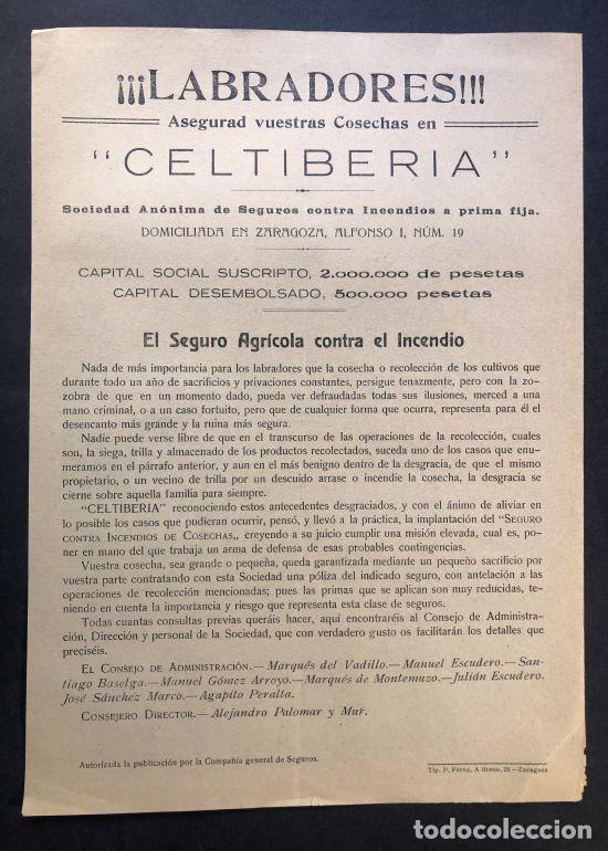 Werbekataloge: PUBLICIDAD COMERCIAL / LABRADORES / SEGURO AGRÍCOLA CELTIBERIA / ZARAGOZA AÑOS 10/20 /