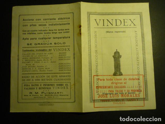 Cat&aacute;logos publicitarios: TOLEDO JOSE LUIS MORALES VINDEX AVISADOR DE INCENDIOS IMPRESO PUBLICITARIO