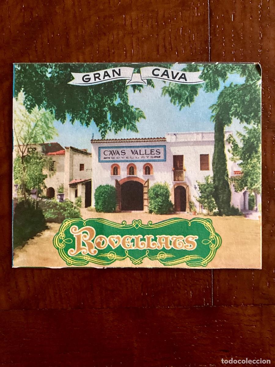 Cat&aacute;logos publicitarios: Folleto publicidad Cava Rovellats (Cavas Vall&eacute;s), d&iacute;ptico desplegable troquelado, a&ntilde;os 1950-60