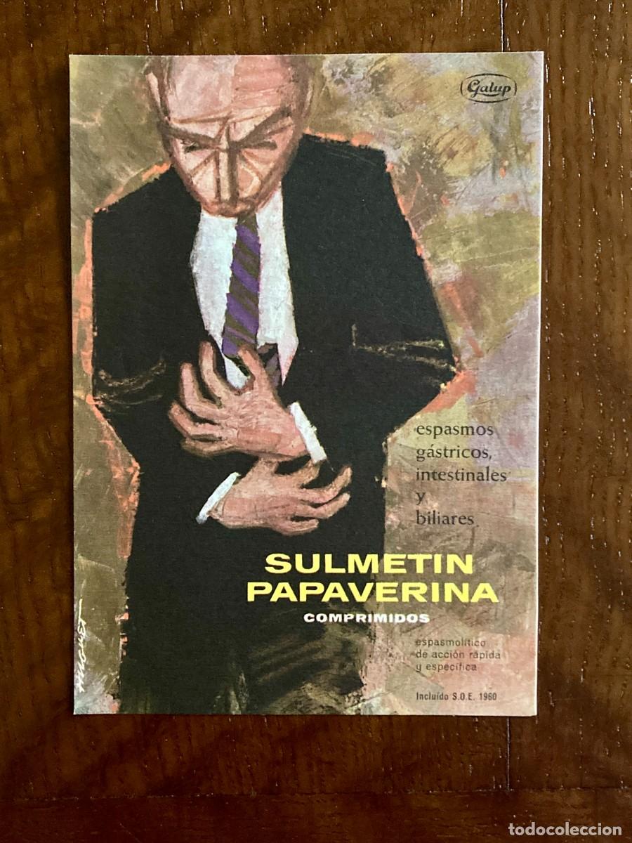 Cat&aacute;logos publicitarios: Hoja publicitaria - farmacia - Sulmetin Papaverina GALUP - ilustrado por Enric Huguet, 1960