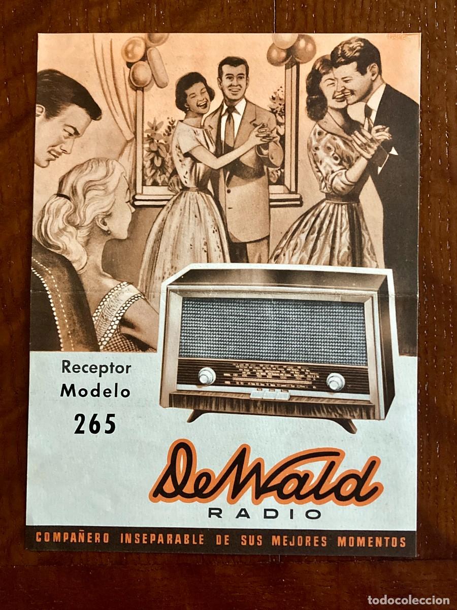Cat&aacute;logos publicitarios: Hoja publicitaria: receptor de radio De Wald, modelo 265, a&ntilde;os 1950