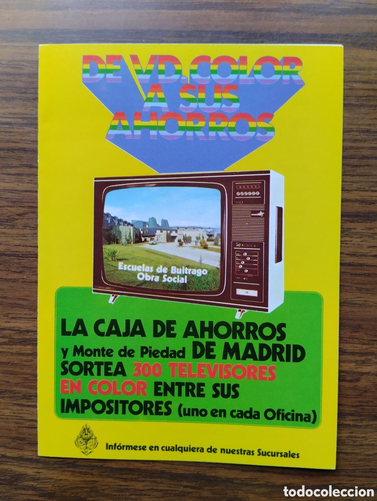 Cat&aacute;logos publicitarios: LA CAJA DE AHORROS Y MONTE DE PIEDAD DE MADRID. A&Ntilde;OS 70. FOLLETO PROMOCIONAL SORTEO TELEVISOR COLOR
