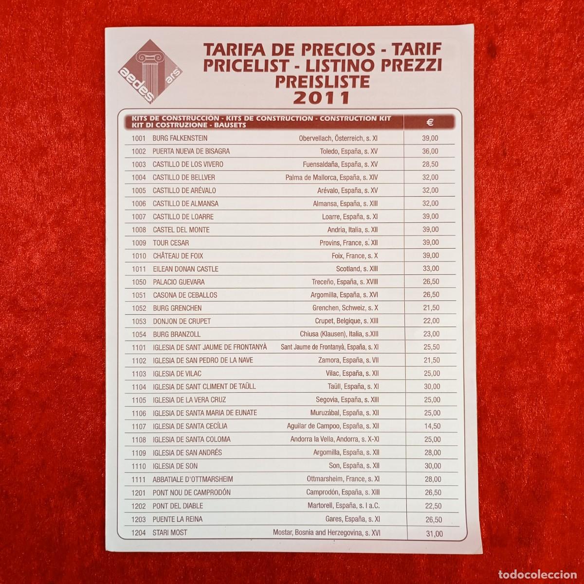 Cat&aacute;logos publicitarios: AEDES ARS - TARIFA DE PRECIOS - 2011 / 4005 - Foto 1