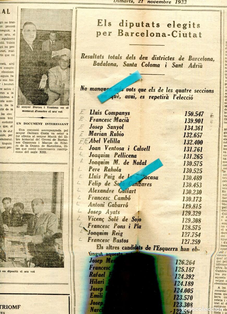 Cat&aacute;logos publicitarios: DIARI ANY 1933 ELECCIONS ERC LLUIS COMPANYS FRANCESC MACIA CAMBO DURAN I VENTURA JOSEP SUNYOL