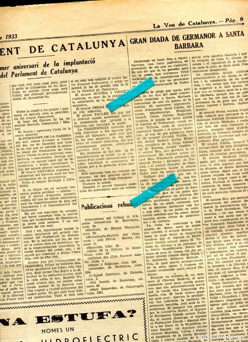 Cataloghi pubblicitari: DIARI ANY 1933 POBLE DE SANTA BARBARA CALELLA CALAF PUIGCERDA LA BISBAL TORTOSA REUS