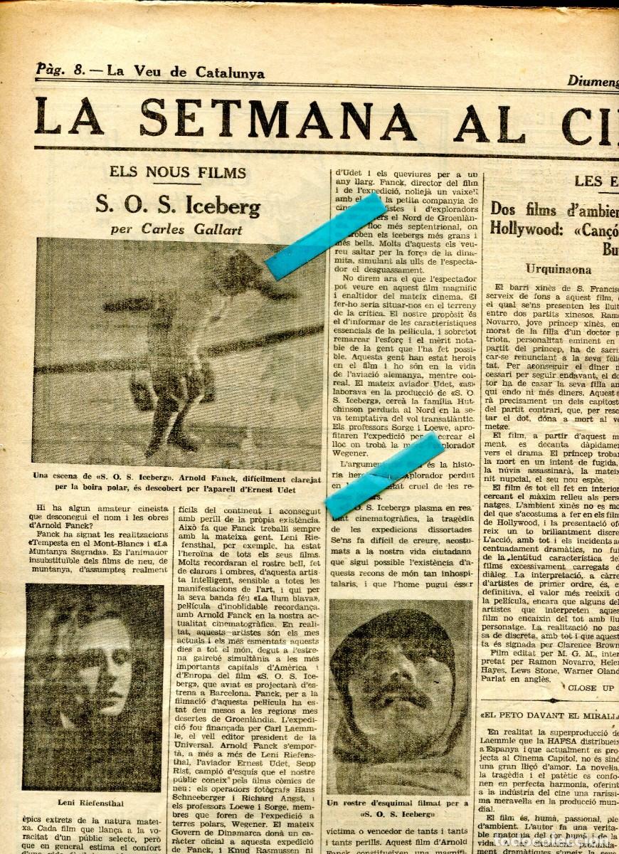 Cat&aacute;logos publicit&aacute;rios: PERIODICO A&Ntilde;O 1933 CINE AMATEUR EN BARCELONA S. O. S. ICEBERG ARNOLD FANCK MICKEY MOUSE