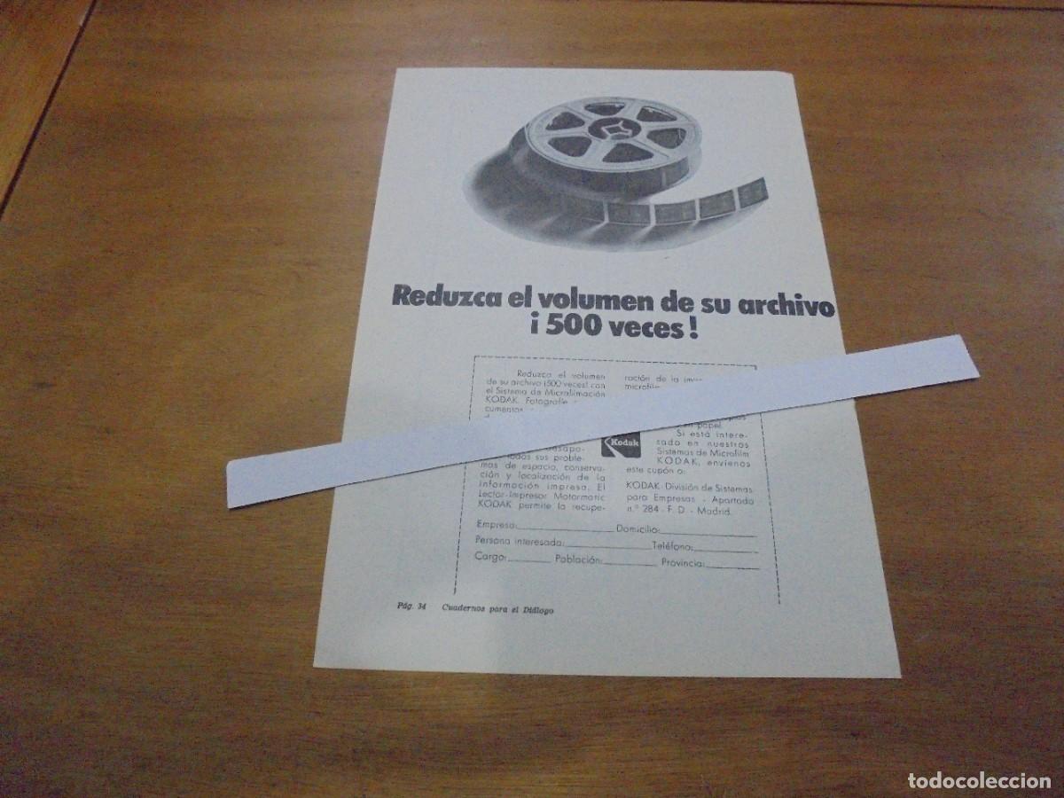 Cat&aacute;logos publicit&aacute;rios: PUBLICIDAD 1972: MICROFILMACI&Oacute;N KODAK. REDUZCA EL VOLUMEN DE SU ARCHIVO 500 VECES