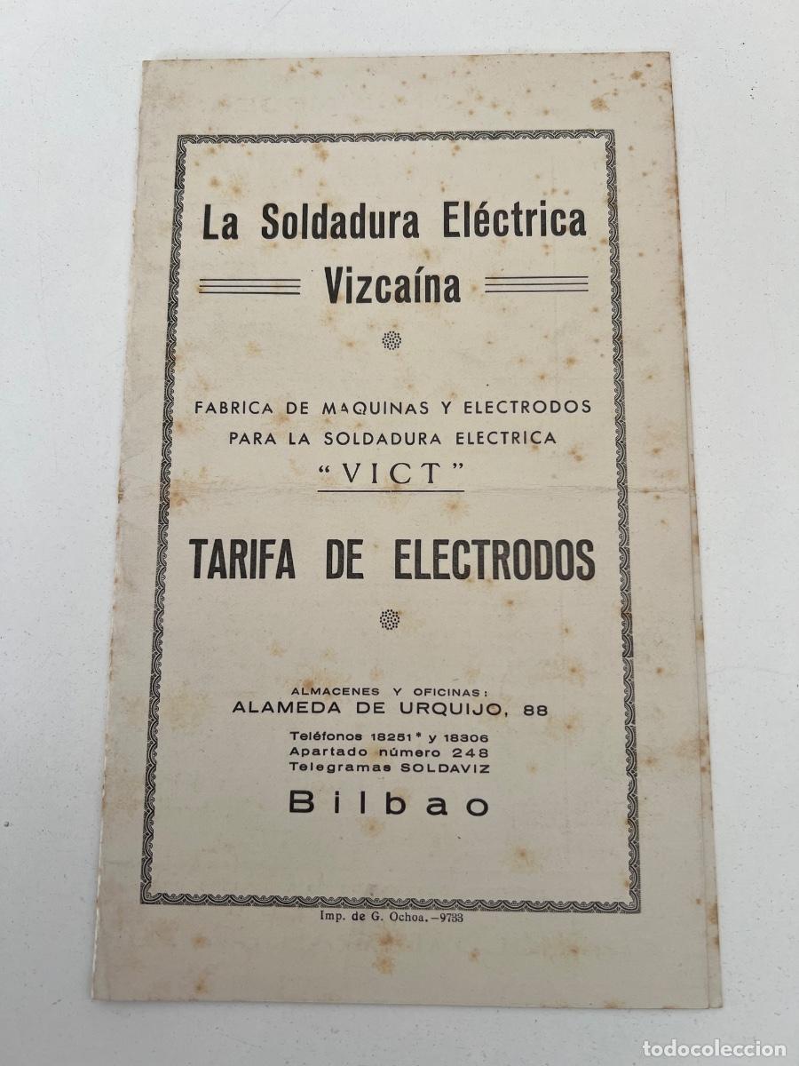 Catalogues publicitaires: CATALOGO PUBLICITARIO LA SOLDADURA ELECTRICA VIZCAINA BILBAO TARIFA ELECTRODOS