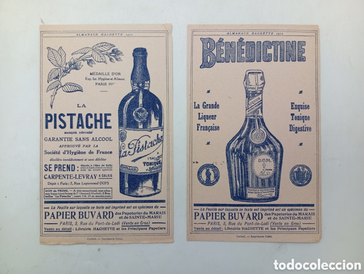 Catalogues publicitaires: Dos peque&ntilde;os carteles publicitarios bebidas francesas 1912