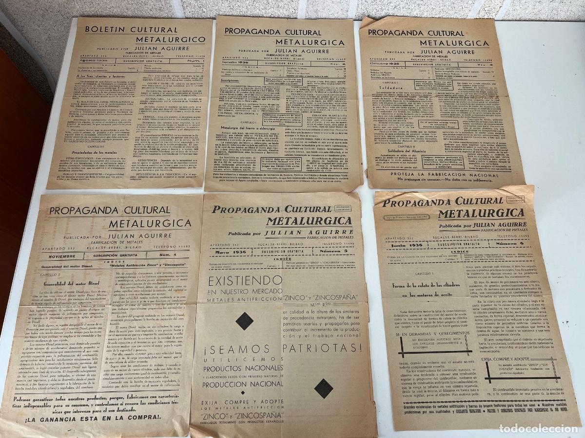 Catalogues publicitaires: 6 BOLETINES CULTURAL METALURGICO JULIAN AGUIRRE 1935 BILBAO