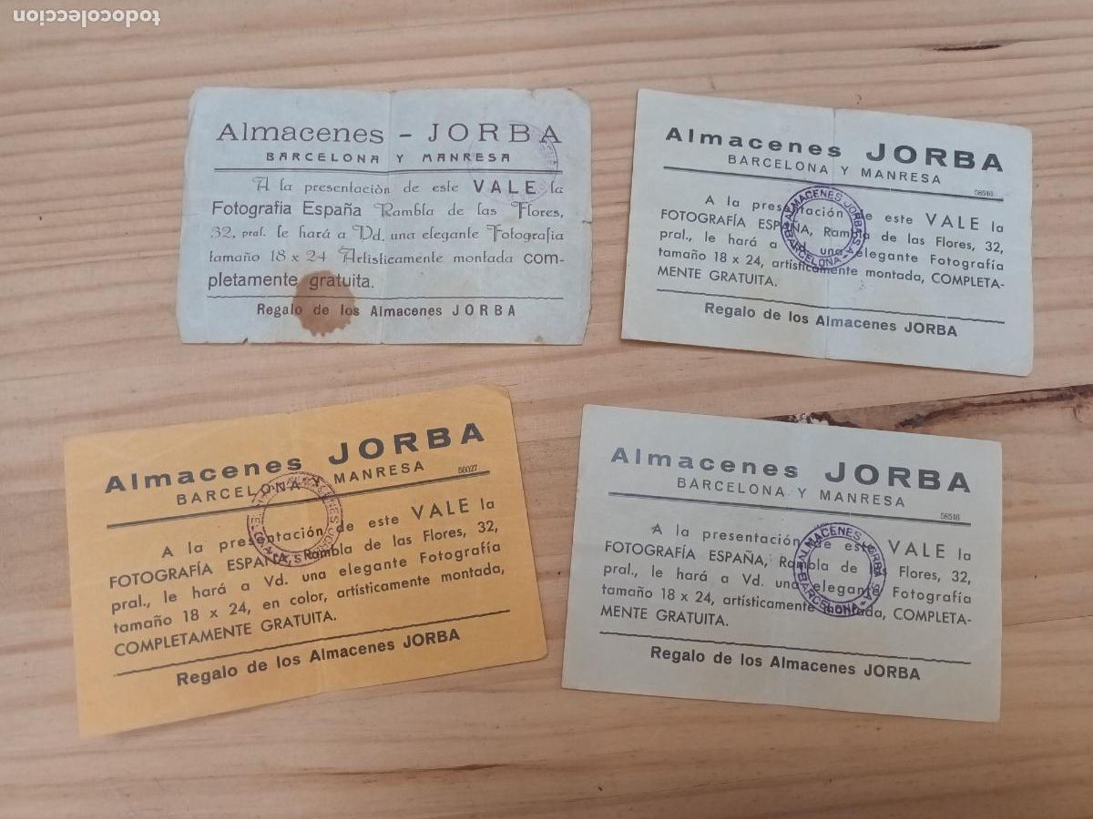 Cat&aacute;logos publicitarios: VALE ALMACENES JORBA BARCELONA. FOTOGRAFIA ESPA&Ntilde;A REGALO DE UNA FOTO.MANRESA