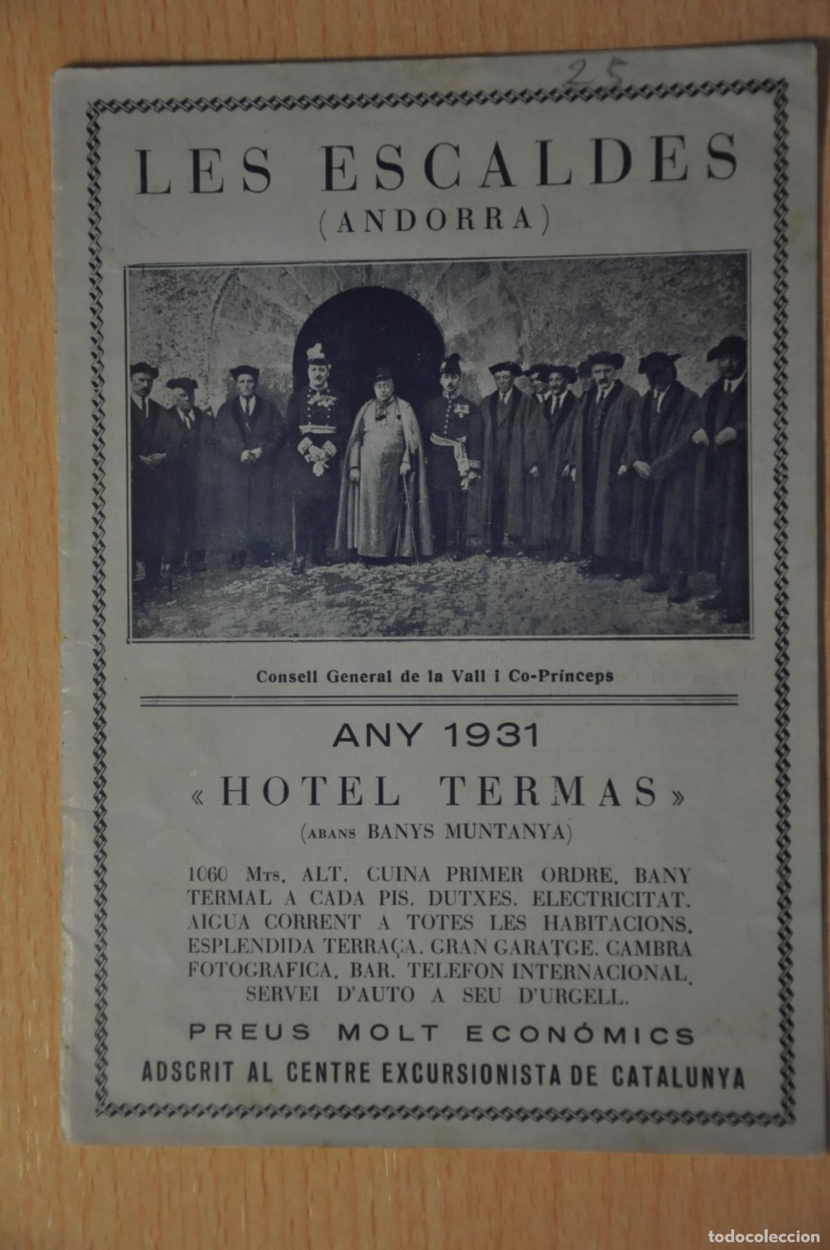 Cat&aacute;logos publicitarios: folleto desplegable consell general de la vall i co-princeps, hotel termas, andorra les escaldes