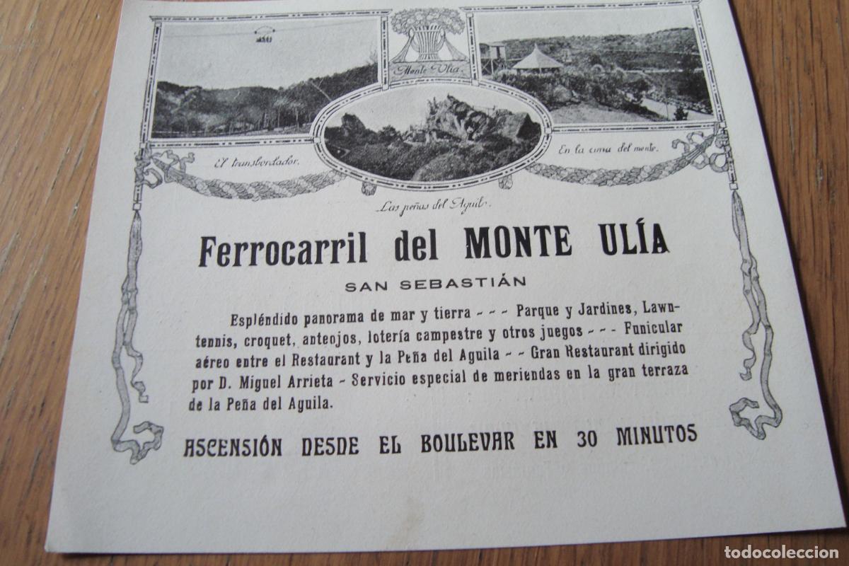 Cat&aacute;logos publicitarios: ANTIGUA PUBLICIDAD FERROCARRIL DEL MONTE ULIA. SAN SEBASTIAN- RAMON PUNT&Iacute;. TEJIDOS BARCELONA
