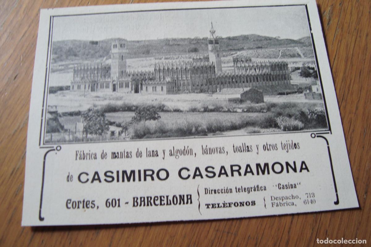 Cat&aacute;logos publicitarios: ANTIGUA PUBLICIDAD CASIMIRO CASARAMONA FABRICA MANTAS LANA ALGODON BARCELONA. MUEBLES GIMBERT