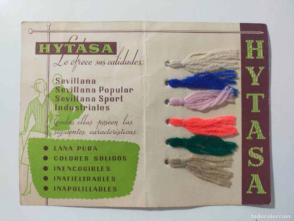 Cat&aacute;logos publicitarios: D&iacute;ptico publicitario HYTASA (Lanas de Labores) Muestrario de Lanas - Sevillana, coloridos de moda.