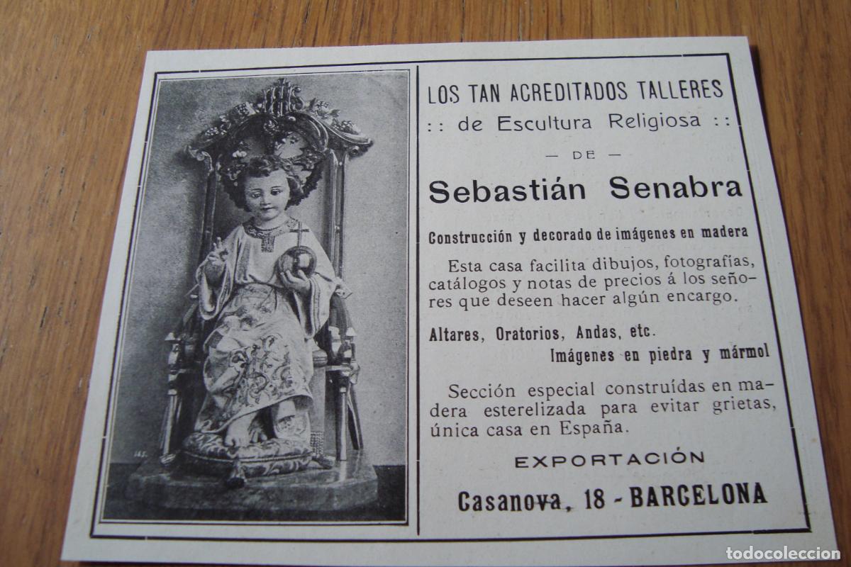 Cat&aacute;logos publicitarios: ANTIGUA PUBLICIDAD SEBASTIAN SENABRA ESCULTURA RELIGIOSA. BARCELONA