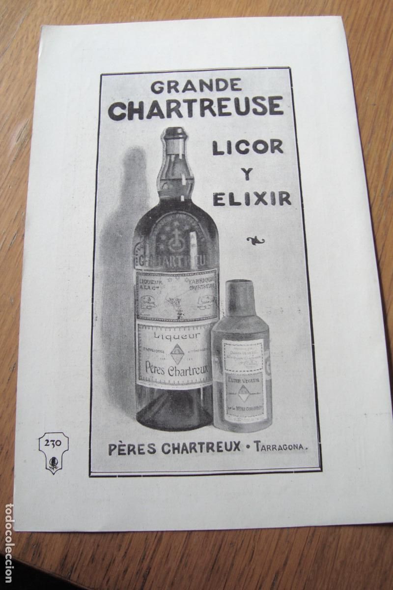 Cat&aacute;logos publicitarios: ANTIGUA PUBLICIDAD GRANDE CHARTREUSE LICOR Y ELIXIR. PERES CHARTREUX TARRAGONA. JUAN RIERA VICH