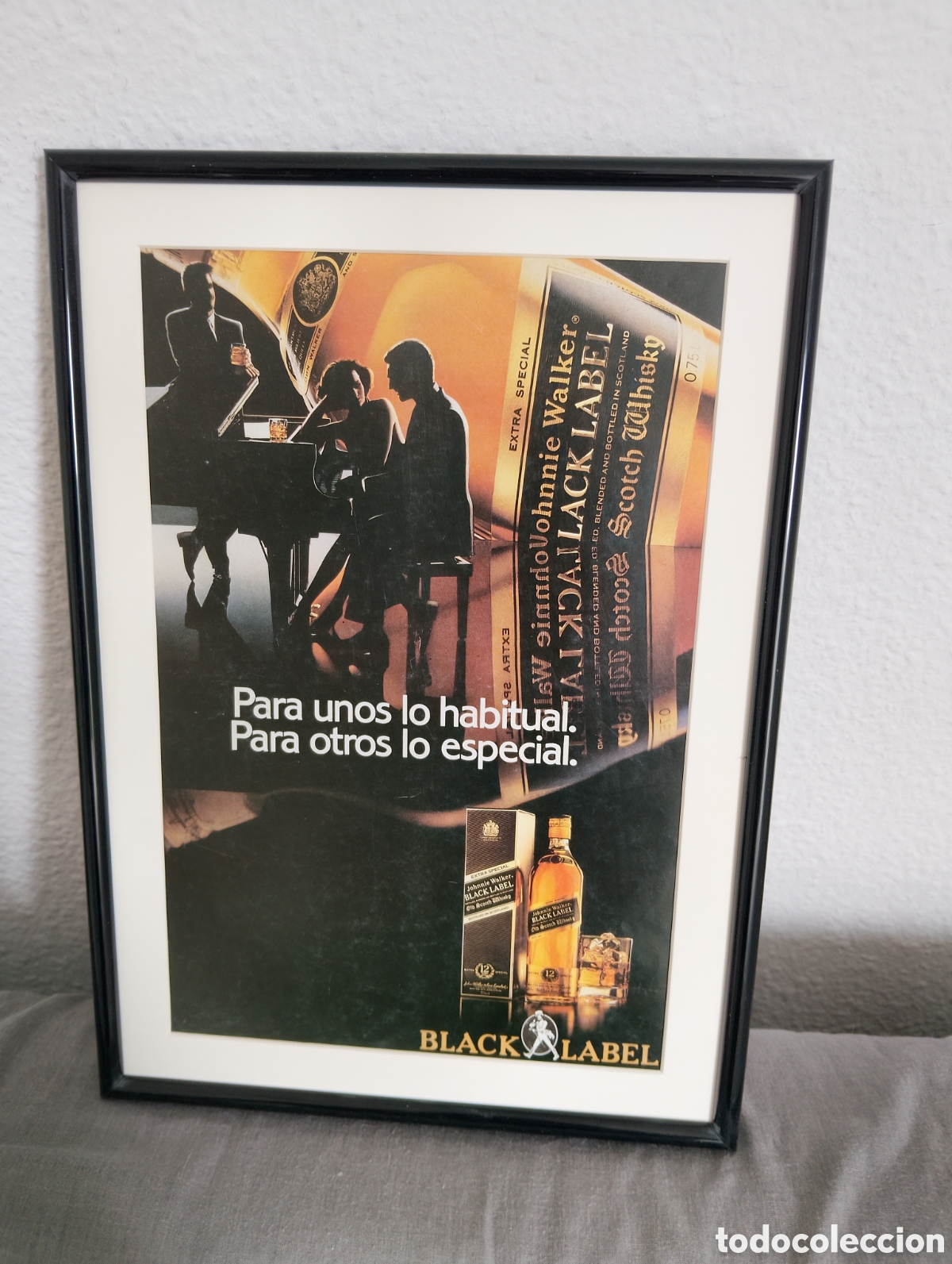 Cat&aacute;logos publicitarios: Black Label Johnny Walker etiqueta negra cuadro publicidad vintage a&ntilde;os 80