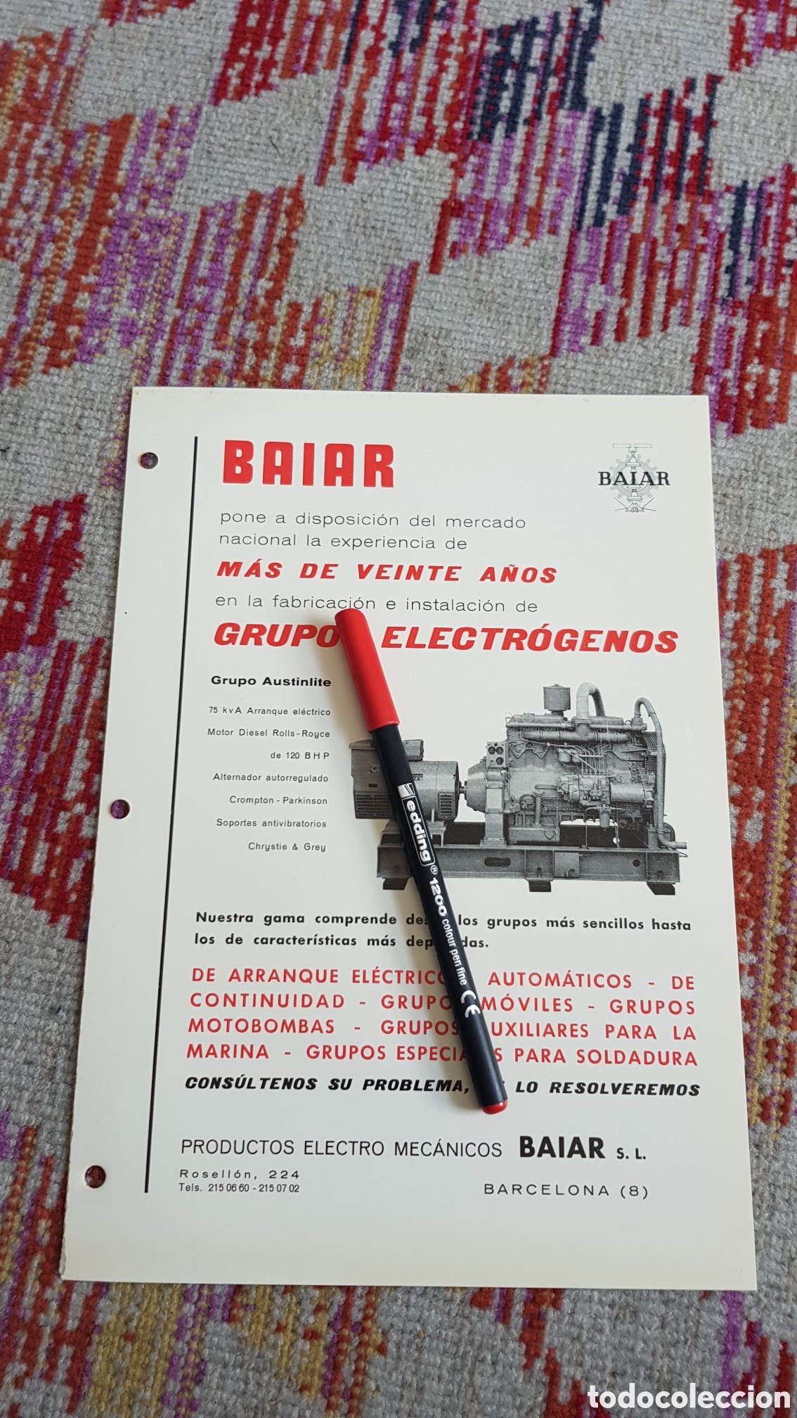 Cat&aacute;logos publicitarios: Productos electro mec&aacute;nicos BAIAR S.L Barcelona