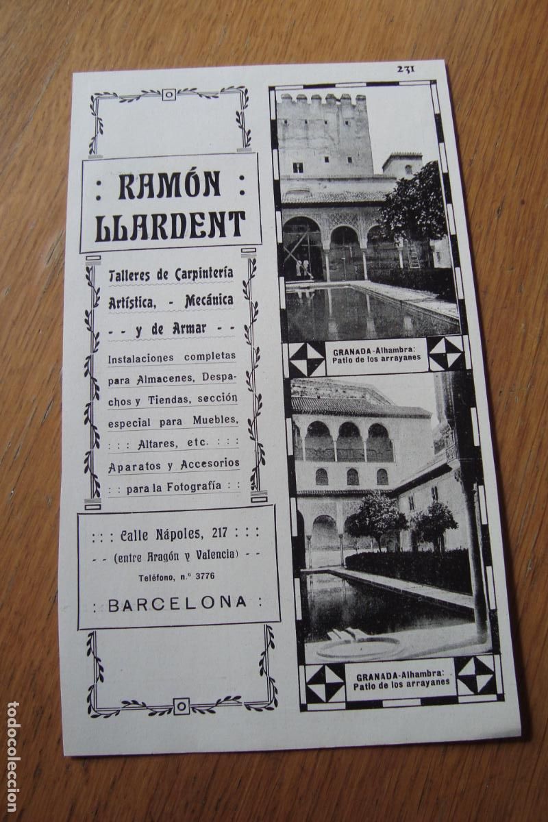 Cat&aacute;logos publicitarios: ANTIGUA PUBLICIDAD. RAMON LLARDENT CARPINTERIA-JUAN SOLDEVILA DRILES TRAJES. BARCELONA