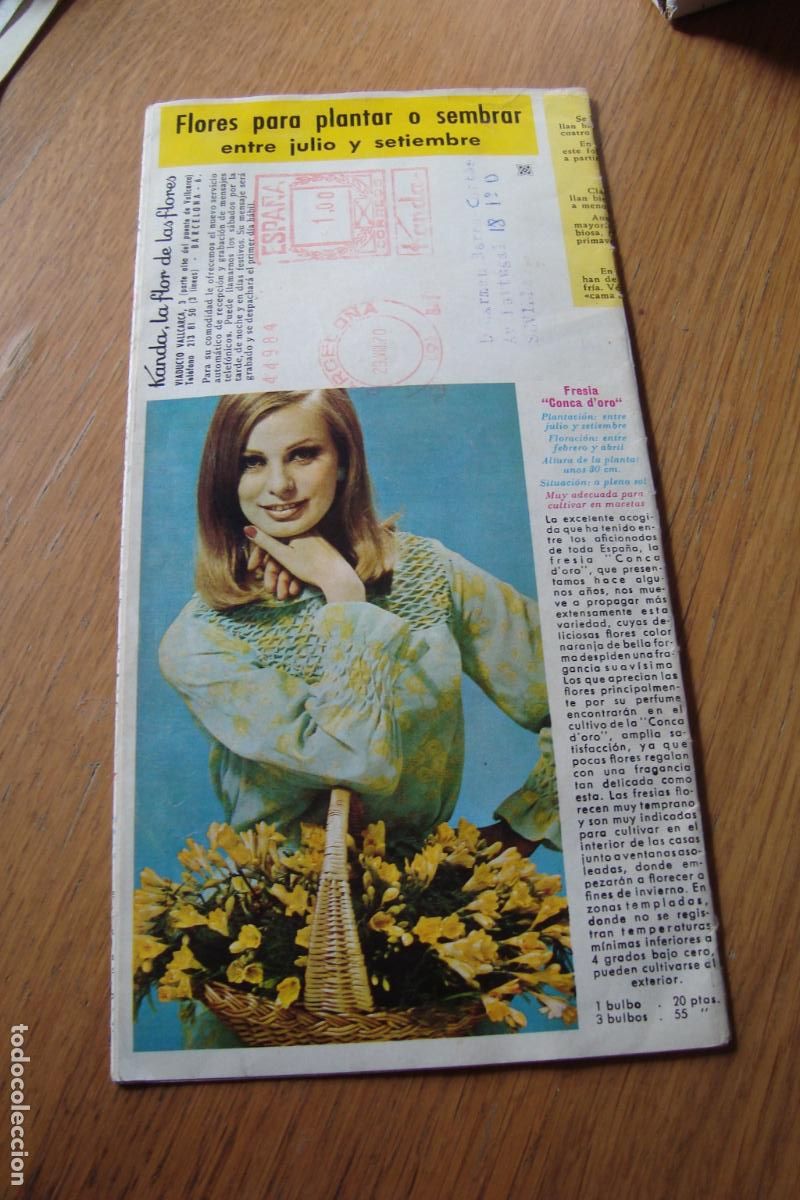 Cat&aacute;logos publicitarios: ANTIGUO FOLLETO PUBLICITARIO CATALOGO FLORES KANDA BARCELONA 1970.