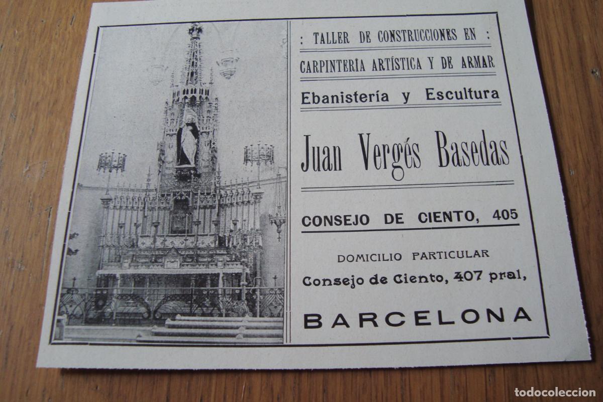 Cat&aacute;logos publicitarios: ANTIGUA PUBLICIDAD JUAN VERGES BASEDAS CARPINTERIA ARTISTICA-FOTOGRABADO BAGUNA & CORNET. BARCELONA