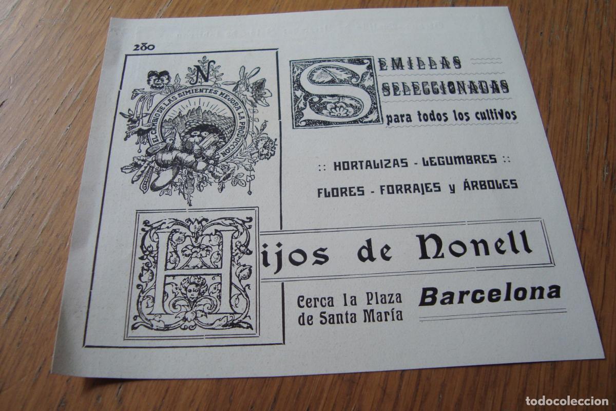 Cat&aacute;logos publicitarios: ANTIGUA PUBLICIDAD HIJOS DE NONELL SEMILLAS SELECCIONADAS HORTALIZAS ARBOLES. BARCELONA