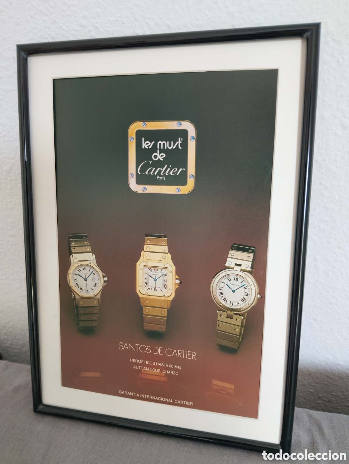 Cat&aacute;logos publicit&aacute;rios: Cartier cuadro publicidad vintage a&ntilde;os 80 relojes