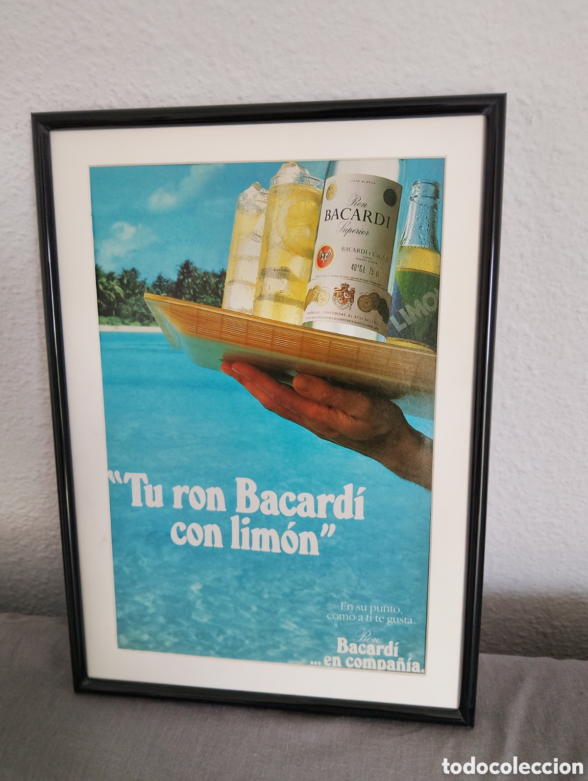 Werbekataloge: Bacardi con lim&oacute;n cuadro publicidad vintage a&ntilde;os 80 bar