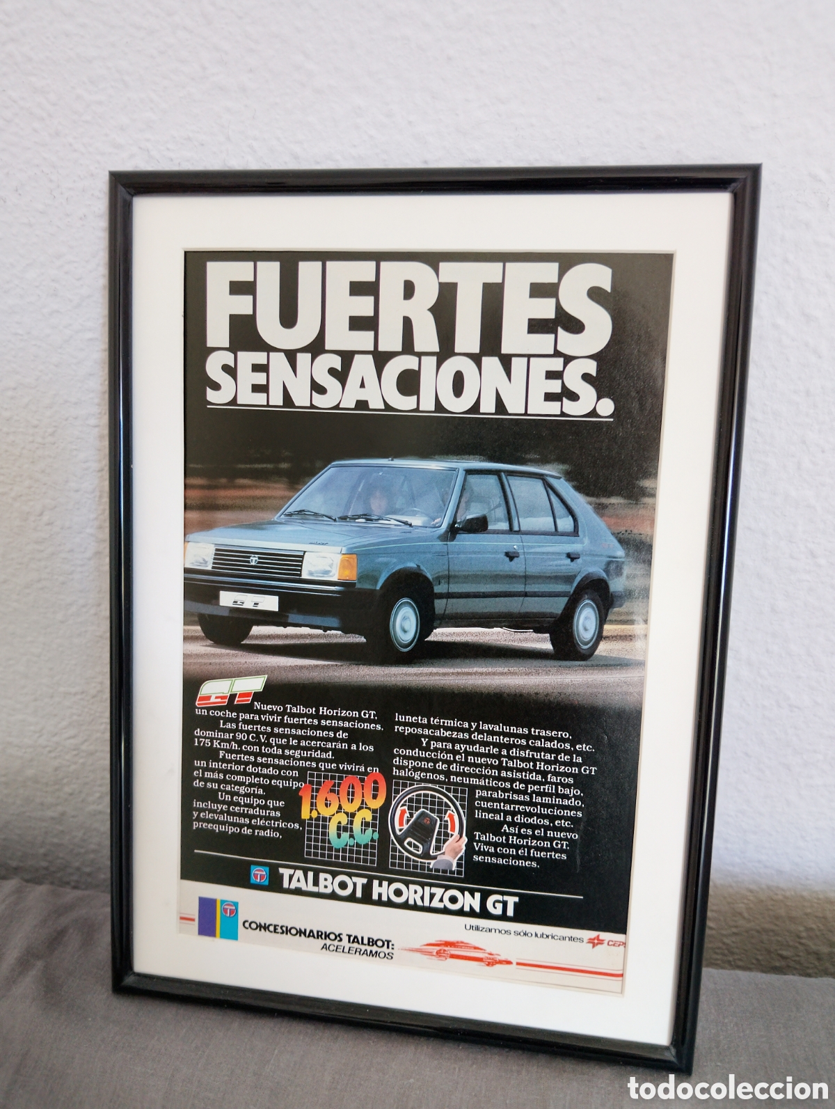 Cat&aacute;logos publicitarios: Talbot Horizon GT cuadro publicidad vintage a&ntilde;os 80 coche