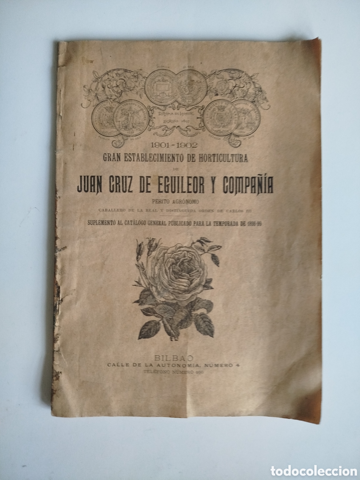 Cat&aacute;logos publicitarios: CATALOGO GRAN ESTABLECIMIENTO DE HORTICULTURA JUAN CRUZ DE EGUILIOR Y COMPA&Ntilde;&Iacute;A 1901-1902 BILBAO