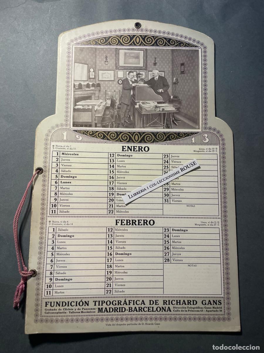Cat&aacute;logos publicitarios: IMPRENTA / TIPOGRAFIA - CALENDARIO PUBLICITARIO - 1913 FUNDICI&Oacute;N TIPOGR&Aacute;FICA DE RICHARD GANS MADRID