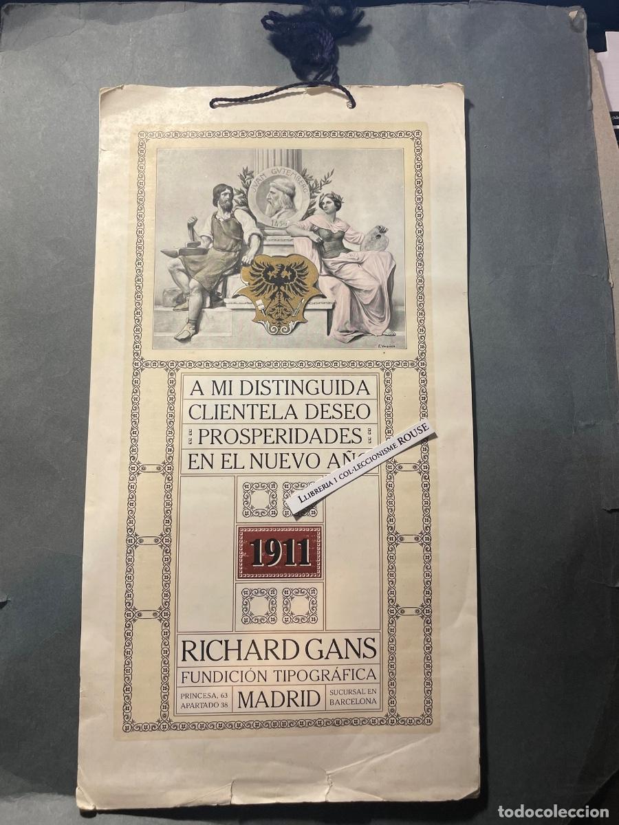 Cat&aacute;logos publicitarios: IMPRENTA / TIPOGRAFIA - CALENDARIO PUBLICITARIO - 1911 FUNDICI&Oacute;N TIPOGR&Aacute;FICA DE RICHARD GANS MADRID