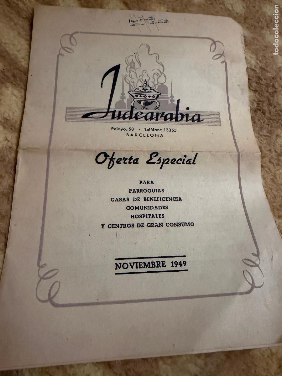 Cat&aacute;logos publicitarios: Cat&aacute;logo Judearabia para parroquias hospitales 1949