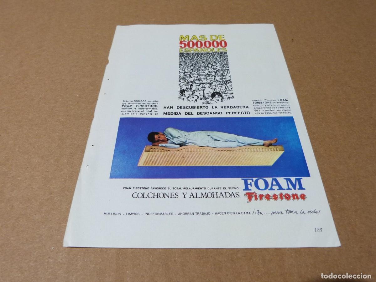 Cat&aacute;logos publicitarios: Anuncio colchones y almohadas Foam Firestone - Publicidad de los a&ntilde;os 60