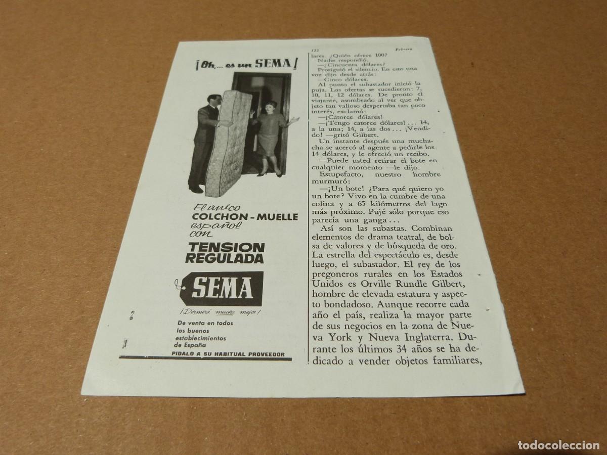 Cat&aacute;logos publicitarios: Anuncio colchon muelle Sema tension regulada - Publicidad de los a&ntilde;os 60