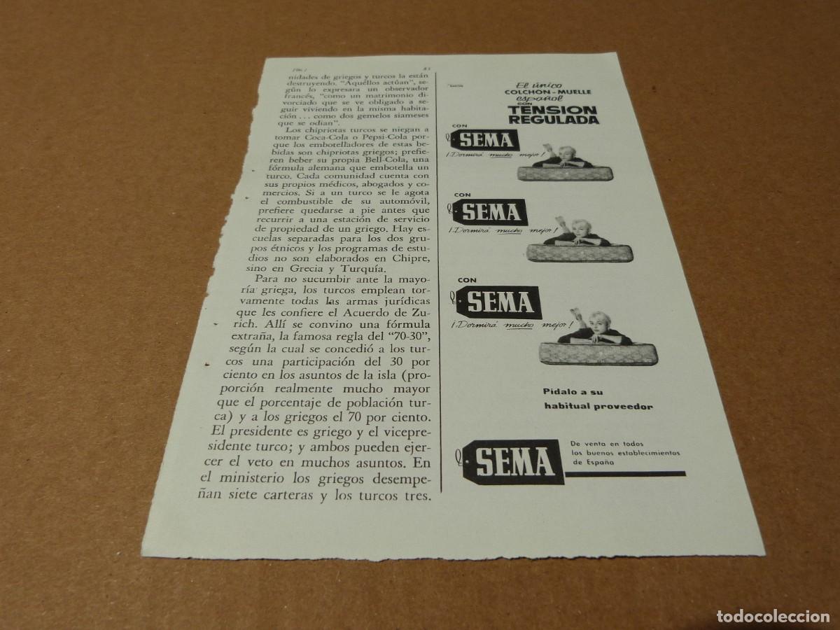 Cat&aacute;logos publicitarios: Anuncio colchon muelle Sema pidalo a su habitual proveedor - Publicidad de los a&ntilde;os 60