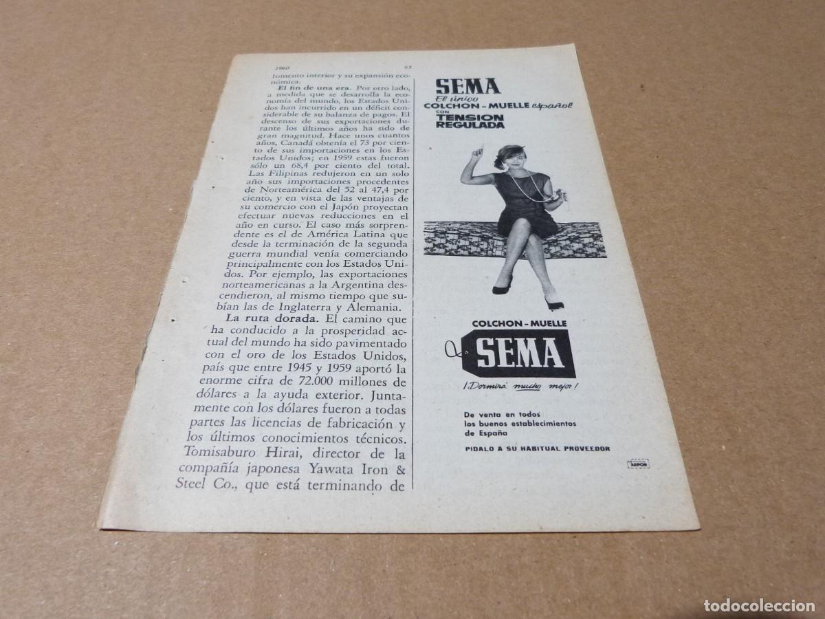 Cat&aacute;logos publicitarios: Anuncio colchon muelle Sema en todos los buenos establecimientos - Publicidad de los a&ntilde;os 60