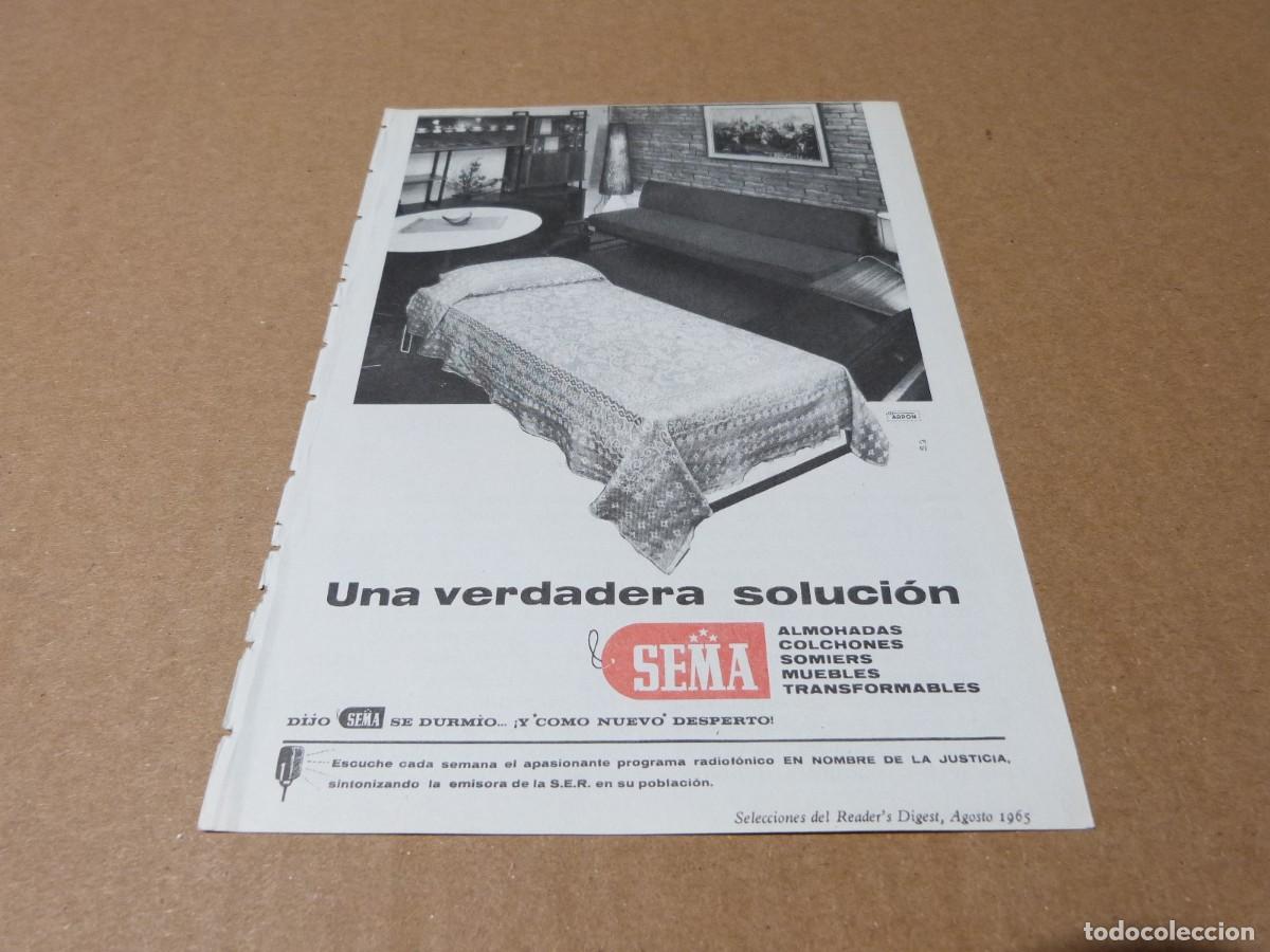 Cat&aacute;logos publicitarios: Anuncio Sema almohadas colchones somiers muebles transformables - Publicidad de los a&ntilde;os 60